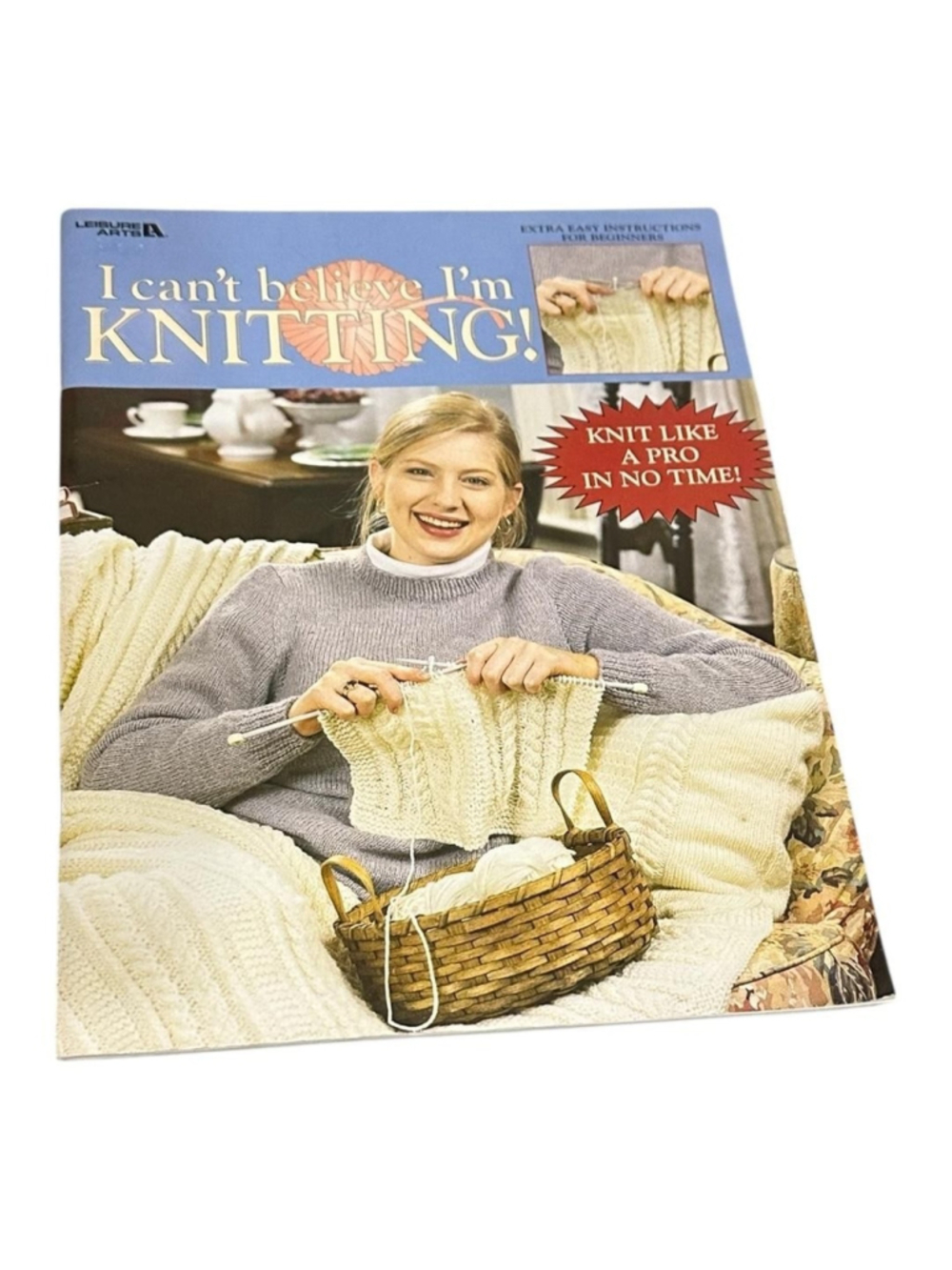 Vintage I Can't Believe I'm Knitting! Leisure Arts PB 1989 Blue Knitting Book